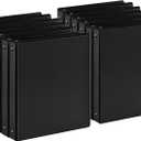 SUIN 1-inch 3 Ring Binder with Durable -Premium 1'' Binders with 3 Roung Ring, Large 200 Sheet Capacity, Fit 8.5" x 11" US Letter Size Paper (1'' -Black 12 Packs)