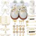 AIERSA Shoes Charms for Sneakers Socks, 43pcs Pearl Shoe Lace Charms Jewelry, Junk Socks Pins, Stylish Decoration for Women, Brooch Pins Buttons for Clothes, Hats Decorations