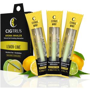 Craving Relief Inhaler (3-Piece) - Natural Quit Smoking Substitute, Nicotine & Tobacco-Free, Cigtrus' Non-Electric Solution (Lemon Lime) (Asst)