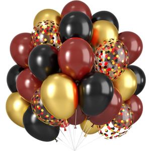 Black Burgundy Gold Balloon,60 Pcs 12 Inches Metallic Gold Burgundy Confetti Balloons for Party Birthday Decorations Birthday Balloons Baby Shower Engagement Party Supplies