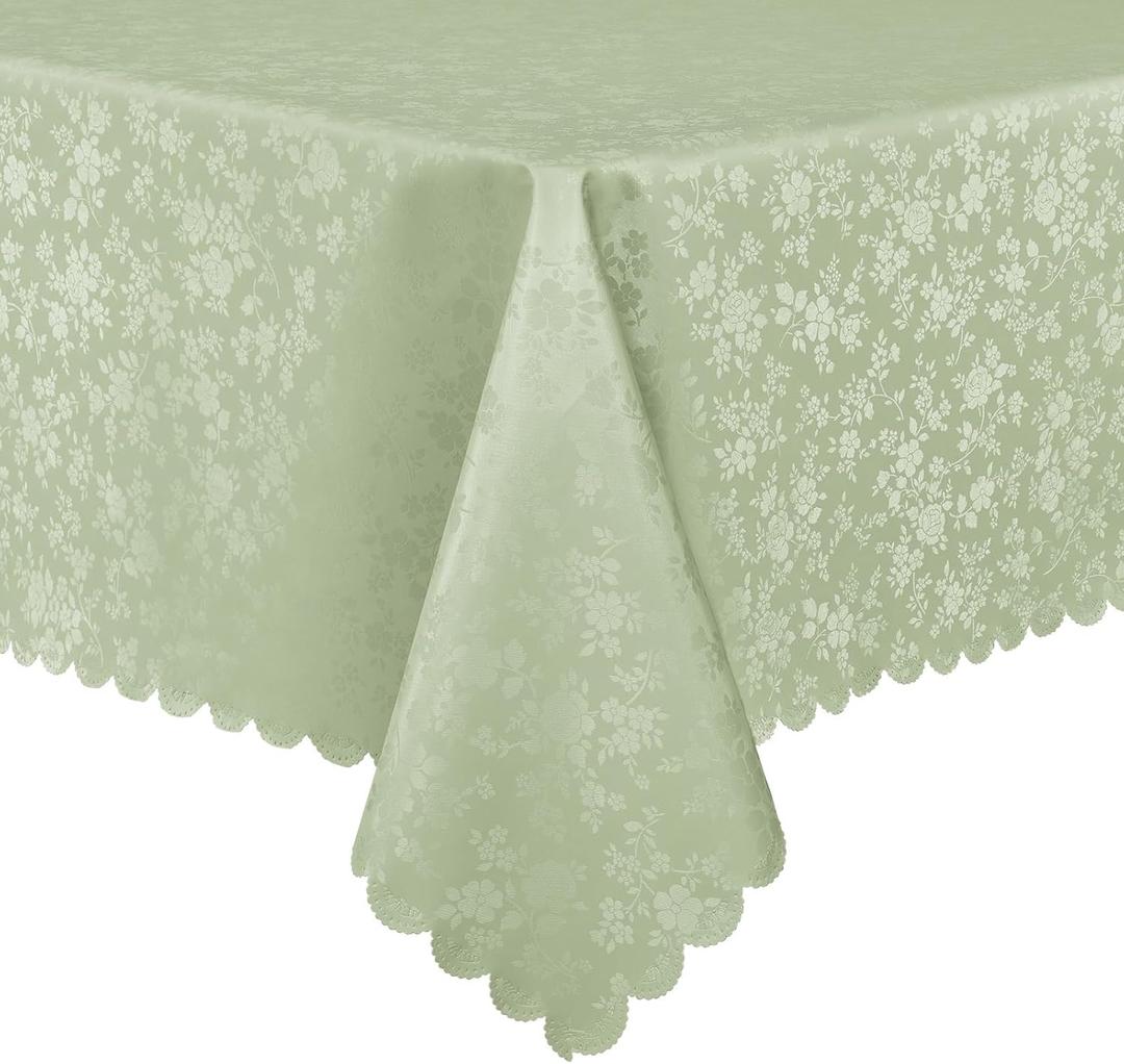 Smiry Rectangle Table Cloth, Waterproof Heavy Duty Vinyl Tablecloths, Wipeable Washable Table Cover for Kitchen and Dining Room (Grass Green, 60" X 120")