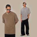 3 Pcs Men's Oversized Cotton Summer T-Shirts - Vintage Baggy Tee Loose Fit Short Sleeve T-Shirts Casual Streetwear (L)