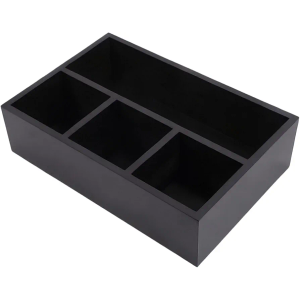 Tea Bag Organizer Wood Black, 4 Compartments Tea Bag Holder, Large Capacity Sugar Packet and Coffee Station Organizer, Tea Bags Caddy Drawer Storage Container for Countertop