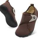 relxfeet Men's Slippers Wide Width Adjustable Orthopedic Diabetic House Shoes for Neuropathy Swollen Feet Relief Non-Slip Rubber Sole Indoor Outdoor, (Dark Brown, Size 15) 