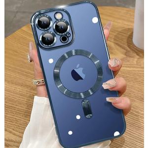 ZIYE Magnetic Case Made for iPhone 16 Pro Max 6.9 Inch [Compatible with MagSafe] Full Camera Lens Protection, Clear Luxury Phone Cover Soft TPU Bumper Drop Protective Case for Women Men, Blue