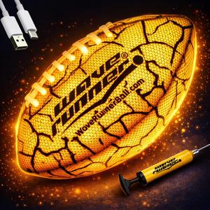 Wave Runner Glow in The Dark Junior Size Waterproof LED Football for Kids, Teens & Adults – Color-Changing Light Up Football with Type-C Rechargeable Design & Pump Included