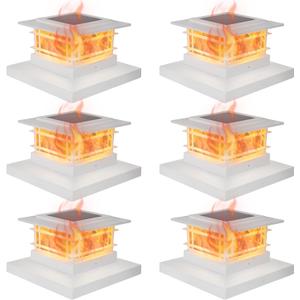 Dynaming 6 Pack Solar Post Cap Lights Outdoor with Flickering Flame Light, White Shell Fence Post Solar Lights Fit 4x4 5x5 6x6 Vinyl/Wooden Posts, Brightness LED Lighting Decor for Garden Deck Patio