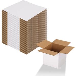 Calenzana 4x4x4 Shipping Boxes Set of 50, Small Corrugated Cardboard Box for Mailing Packing Gifts, White