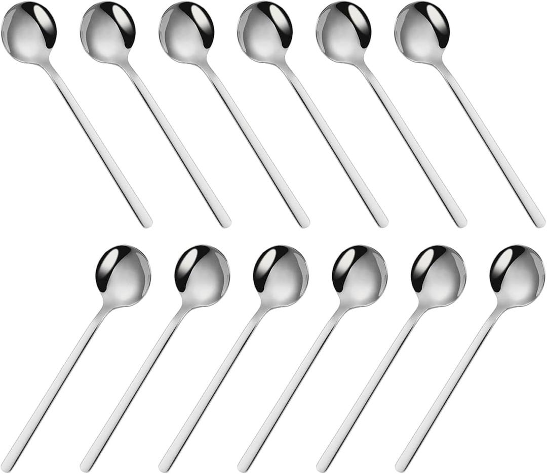 12-Piece Stainless Steel Espresso Spoons, Mini Teaspoons Set for Coffee Sugar Dessert Cake Ice Cream Soup Antipasto Cappuccino, 5.24 Inch Stirring Spoons
