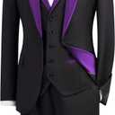 Men's Suit 3-Piece Slim Fit Shawl Lapel Wedding Tuxedo Formal/Casual Blazer Jacket, Waistcoat, Pants Set (Purple) XS