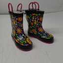Toddler Girls' Floral Rain Boots – Waterproof Rubber with Handles – Colorful Flower Print,Size 10