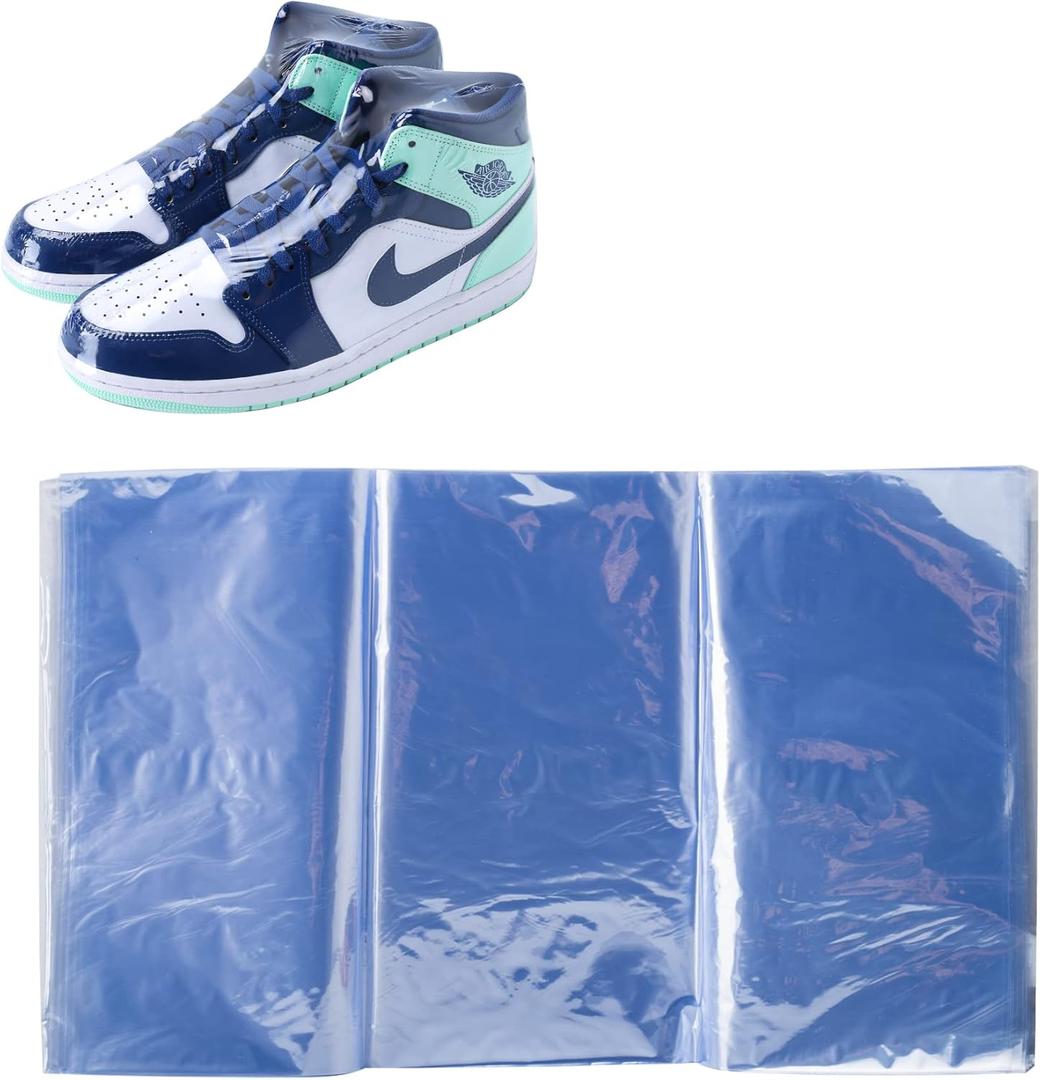 Shoe Shrink Wrap Bags, 100Pcs 11x 18 Inches Sneaker Heat Shrink Wrap Bags for Men Women Shoe Organizer for Shoe Protection Avoid Sole Yellowing and Keep Dust Away