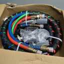 CheeMuii 15FT Semi Truck Air Line Kit with Gladhand Holder and Springs Kit Red & Blue Air Brake Hoses and 7 Way Trailer Cord 3-in-1 Air Lines Set for Semi Truck Trailer Tractor
