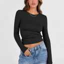 ANRABESS Womens Long Sleeve Shirts Crew Neck Fitted Knit Casual T-Shirt Going Out Tops Basic Tees Fall Fashion Outfits 2025 Black S (Black, S)