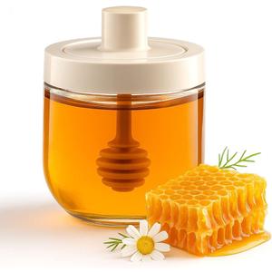 carrotez Honey Jars with Dipper 12oz  Glass Jar with No-Twist Lid for Kitchen Counter