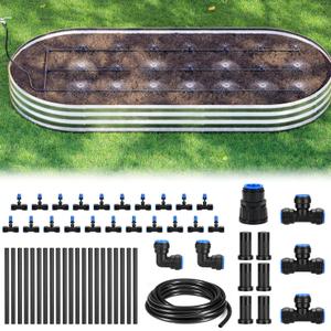 HIRALIY Raised Bed Drip Irrigation Kit, DIY Garden Grid Watering System, Garden Irrigation System, for Flower Bed up to 4 x 8FT (Large)