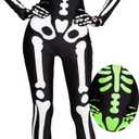 Spooktacular Creations Adult Glow in the Dark Skeleton Costume Women, Skeleton Bodysuit Halloween Costumes for Women Adult (Medium)