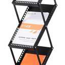 PATIKIL Foldable Magazine Display Racks Floor Standing 5 Layers Brochure Stand Catalog Literature Holder with Wheels for Hotel, Exhibition, Trade Show, Office