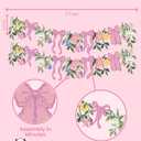 Wildflower Party Decorations, Floral Banner with Pink Bows, Colorful Double-Sided Paper Flower Garland for Birthday Coquette Bridal Baby Shower Garden Party Wedding