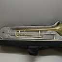 SONICAKE Bb Alto Slide Trombone for Beginners Students - Gold Lacquer Brass Trombone Full Kit with 7C Mouthpiece, Hard Case, Gloves & Cleaning Kit QTB-01