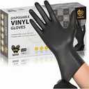 SWIFTLITE Black Vinyl Gloves, Food Grade Gloves Disposable Latex Free & Powder Free, Guantes for Cleaning Cooking Food Prep (100, Medium)