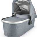 UPPAbaby Bassinet/Compatible with Vista, Cruz, Ridge, Minu Strollers/Overnight Sleep Solution/Mattress, Sheet, and Bug Shield Included/Gregory (Blue Mlange/Silver Frame)