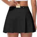 MCEDAR Pleated Tennis Skirt for Women with Pockets Women's High Waisted Athletic Golf Skorts Skirts Running Workout Shorts (Black), XXS