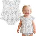 Simplee kids Baby Girl Romper Onesie,Short Sleeve (White)