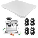 Appliance Slider 360° Rolling Tray for Coffee Maker- Bamboo Coffee Pot Slider Tray for Countertop Rotation Sliding Tray with Wheels, Appliances Mat Easily from Under The Cabinet White (15.7"×13")