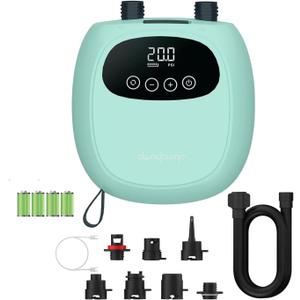 dwndpump Electric Paddle Board Pump, Rechargeable 20PSI SUP Pump, Dual-Stage Inflation and Deflation Sup Air Pump, Portable Electric Pump for Kayaks, Wind Wings, SUPs