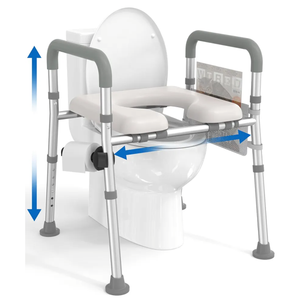 Raised Toilet Seat with Handles, Toilet Seat Riser for Seniors with Adjustable Height & Width, 400lb Handicap Elevated Toilet Seat for Elderly, Pregnant, Fit Any Toilet