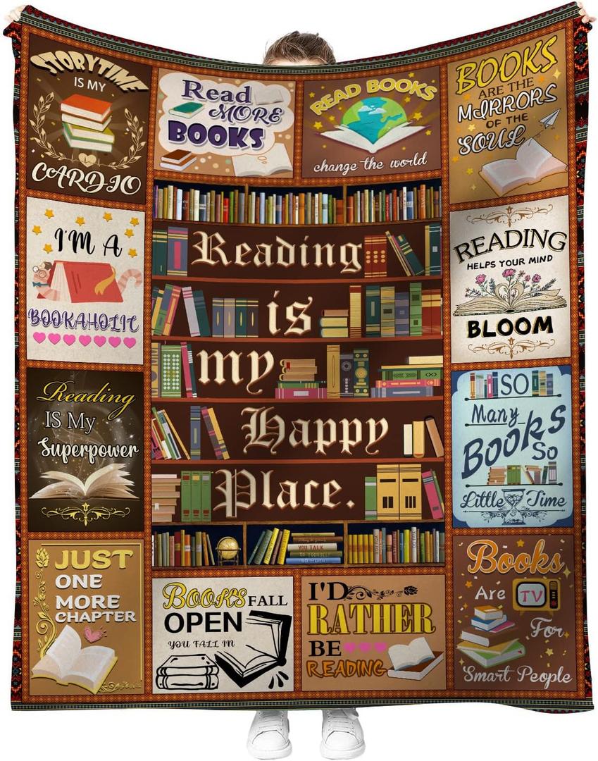 Book Lovers Gifts, Gifts for Book Lovers, Reading Blanket, Christmas, Graduation (Book Gifts, 60" x 50")
