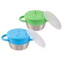 Elk and Friends Stainless Steel Snack Cups | Removable Silicone Food Catcher and Travel Lid | SpillProof Snack Containers for Baby, Toddler, Kids | Dishwasher Safe | 2 Pack
