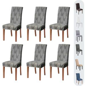 Chair Covers, Dining Room Chair Covers Set of 6, Stretch Chair Covers for Dining Chairs, Removable Washable Dining Chair Covers for Home Kitchen Banquet Hotel Ceremony (Dark Grey)