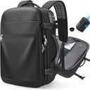 Vacuum Backpack Travel Expandable Compression Carry On Backpack with Vacuum Pump, Water-Resistant TSA Lock Travel Bag, 17" Laptop Backpack for Men Women, Business Airplane Flight Luggage, Black
