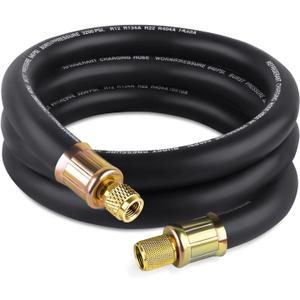 Boltigen 1/2'' ID Vacuum Refrigerant Hose, High Flow Black HVAC Vacuum Pump Hose with 3/8 to 1/4 Flare Fitting, 6 Feet Vacuum Certified Refrigerant Hose for AC/Refrigeration System