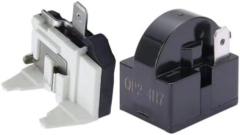 1Pcs QP2-4R7 1Pin 4.7 Ohm Refrigerator Starter/Start Relay for Vissani Danby Compressor Relay and 1Pcs Refrigerator Overload Protector 1/2HP（2 Pieces in Total