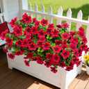 4 Bundles Large Artificial Geranium Flowers for Outdoors UV Resistant Faux Silk Flowers Realistic Fake Plants for Porch Balcony Patio Garden Home Decor (Red)