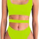 BEAGIMEG Women's Tank Top Cut Out Sleeveless Bodice Bodysuit Party Clubwear (S)
