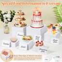 6 Pcs White Acrylic Buffet Risers with Mini Sign and Maker, Food Display Stands for Buffet Table Party Catering Dessert Jewelry Collectibles,Nesting Cube Boxes with Hollow Bottoms (8",7",6",5",4",4")