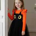 Noubeau Toddler Baby Girl Halloween Outfits Long Sleeve Ruffle Fall Winter Dress Layers Tulle Skirt Set Halloween Dresses (Black)