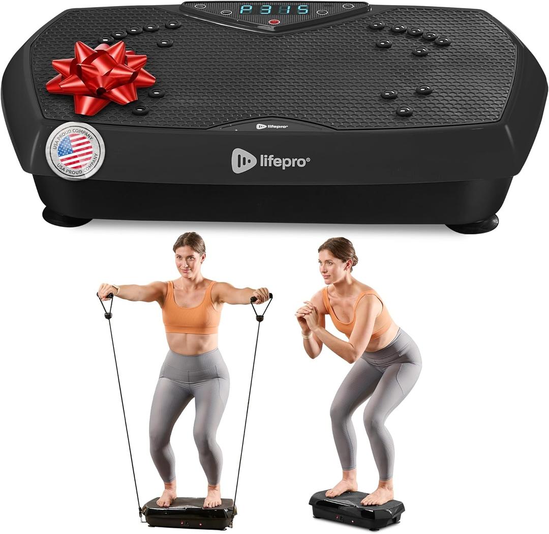 Lifepro Vibration Plate Exercise Machine with Magnetic Acupoints - Full Body Vibration Platform for Beginners and Recovery - Ideal Lymphatic Drainage Massager for Muscle Toning and Overall Fitness (Compact Black)