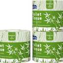 Lam Pure Bamboo Toilet Paper 12 Double Rolls & 360 Sheets Per Roll Sustainable Toilet Tissue 3-Ply Toilet Paper Bulk Septic Safe Plastic Free Exp:05/13/28