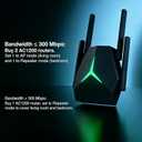 NPET AC1200 WiFi Extender Dual Band, 1200Mbps Wireless Signal Booster for Home, 7000 Sq.ft Coverage, 32 Devices, USB-C & 2 Ethernet Ports, Black