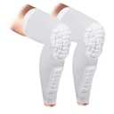 Wrestling Knee Pads Compression Leg Sleeve with Knee Pad and Calf Pad, 1 Pair Knee Sleeve with Shin Guards Shin Pads for Football, Baseball, Rugby, Lacrosse (2, White, Small)