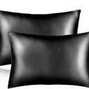 Sutuo Home Silk Pillowcase 2 Pack 100% Mulberry Silk Pillow Cases for Hair and Skin 6A Both Sides 19 Momme Natural Silk Pillow Cover Super Soft and Smooth Queen 20"x30" Black