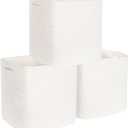 MINTWOOD Design 3-Pack 11x11in Woven Cube Storage Bin and Shelf Baskets, Cute Decorative Square Organizer for Closet, Classroom, Bathroom, Dog and Cat Toys, and Books, Creamy White