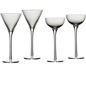B Brilliant Degustation Tall Stemmed Cordial Glasses 2.5 Ounces, Set of 4 Assorted Shapes, Clear, 4 Piece Assortment