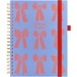3 x And Per Se 2026 Planner with Pattern, A4 Size-Daily, Weekly & 18-Monthly Planner, Daily Schedule, Monthly Tabs, 100 GSM Thick Paper(Bowknot Pattern) (Blue)