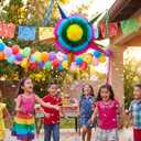 JOYIN 33 Inch Large Star Pinata, Foldable Mexican Fiesta Pinata with Vibrant Honeycomb Center, Traditional Colorful Party Decorations for Cinco De Mayo, Kids Birthday Supplies & Taco Tuesday